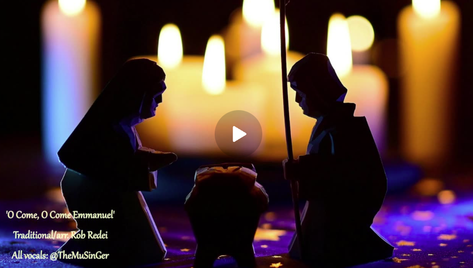 Nativity scene with candles.